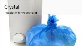  Presentation with bin - Colorful presentation enhanced with garbage bin and plastic trash bag isolated on white backdrop and a lemonade colored foreground