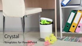  Presentation with smart garbage management - Presentation theme consisting of garbage bin on office background background and a  colored foreground