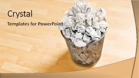  Presentation with bin - PPT theme having garbage bin with paper waste background and a lemonade colored foreground