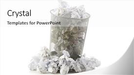  Presentation with waste - Slide deck consisting of garbage bin with paper waste background and a white colored foreground