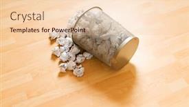  Presentation with bin - Presentation theme enhanced with garbage bin with paper waste isolated on white background and a lemonade colored foreground