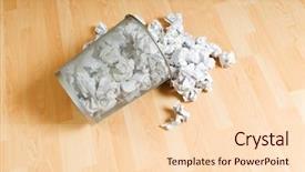  Presentation with waste - PPT layouts featuring garbage bin with paper waste background and a  colored foreground
