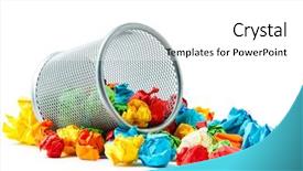  Presentation with food waste fresh in garbage - PPT theme with garbage bin with paper waste background and a white colored foreground