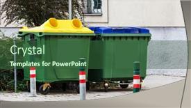  Presentation with garbage - Cool new PPT layouts with garbage-containers-in-the-city backdrop and a ocean colored foreground