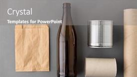  Presentation with waste glass - PPT theme consisting of garbage-disposal-concept-different-kind background and a gray colored foreground