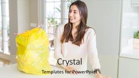  Presentation with garbage - PPT theme consisting of rubblish - beautiful young woman taking background and a soft green colored foreground