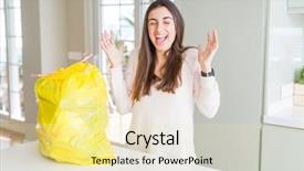  Presentation with garbage - Beautiful slide deck featuring rubblish - beautiful young woman taking backdrop and a blonde colored foreground