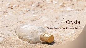  Presentation with polluted - Slide set consisting of garbage gold - polluted with glass bottle sand background and a lemonade colored foreground