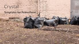  Presentation with plastic bags - Amazing PPT theme having garbage-in-black-plastic-bags backdrop and a lemonade colored foreground