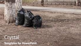  Presentation with bags plastic - Beautiful presentation theme featuring garbage-in-black-plastic-bags backdrop and a gray colored foreground