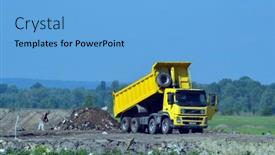 Presentation with garbage truck - Cool new PPT layouts with garbage-truck-on-the-junk backdrop and a light blue colored foreground