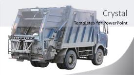  Presentation with garbage truck - Amazing PPT theme having garbage-truck-under-the-white backdrop and a light gray colored foreground