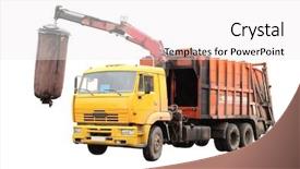  Presentation with dump truck - PPT layouts with garbage truck under the white background and a sky blue colored foreground