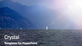  Presentation with sailing ship - Presentation theme with garda lake before a storm background and a ocean colored foreground