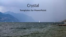  Presentation with sailing ship - Presentation having garda lake before a storm background and a light blue colored foreground