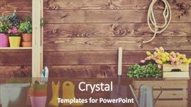  Presentation with gardening - Audience pleasing slide deck consisting of garden - gardening tools and backdrop and a tawny brown colored foreground