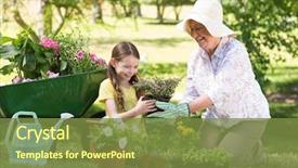  Presentation with kid s happy fathers day - Colorful slide deck enhanced with garden - happy grandmother with her granddaughter backdrop and a tawny brown colored foreground
