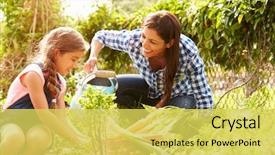  Presentation with working mother - Amazing presentation having garden - mother and daughter working backdrop and a yellow colored foreground