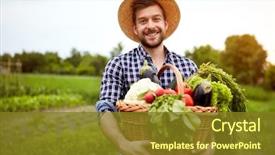  Presentation with vegetables - PPT layouts enhanced with garden - nice young farmer with freshly background and a tawny brown colored foreground