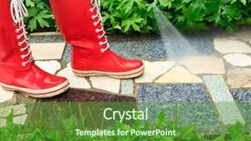  Presentation with sprayer - Slide deck having garden alley with a pressure background and a tawny brown colored foreground