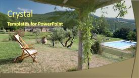  Presentation with luxury house - Presentation theme enhanced with garden and the swimming-pool of a luxury country house in the famous tuscan hills italy background and a tawny brown colored foreground