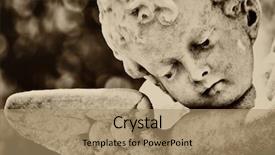  Presentation with infant - Theme having garden art - old statue of an infant background and a coral colored foreground