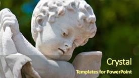  Presentation with infant - Slide deck having garden art - old statue of an infant background and a tawny brown colored foreground