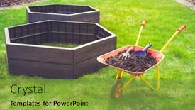  Presentation with beds - PPT theme consisting of garden-barrow-with-soil background and a seafoam green colored foreground