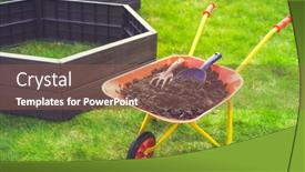  Presentation with soil - Audience pleasing theme consisting of garden-barrow-with-soil backdrop and a violet colored foreground