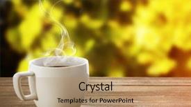  Presentation with cup coffee - Cool new presentation design with garden cafe - cup of coffee on table backdrop and a  colored foreground