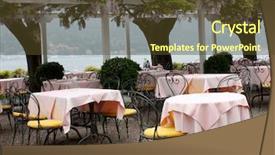 Presentation with restaurant - Audience pleasing presentation theme consisting of garden cafe - outdoor restaurant backdrop and a tawny brown colored foreground