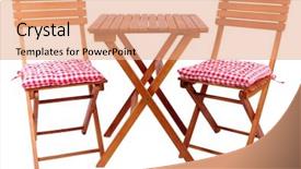  Presentation with chairs - Beautiful slide set featuring garden chairs and table isolated backdrop and a coral colored foreground