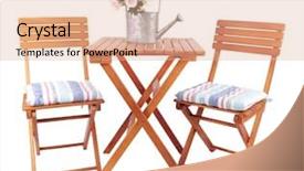  Presentation with 2 chairs - Cool new slide set with garden chairs and table isolated backdrop and a coral colored foreground