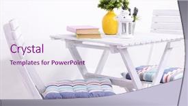  Presentation with white flowers of jasmine - Audience pleasing presentation theme consisting of garden chairs and table backdrop and a sky blue colored foreground