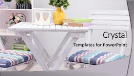  Presentation with white flowers - Presentation theme featuring garden chairs and table background and a light gray colored foreground