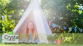  Presentation with children playing - Cool new slide deck with garden children - adorable little girl having fun backdrop and a yellow colored foreground