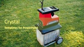  Presentation with shredder - Presentation with garden chipper electric shredder mulcher background and a tawny brown colored foreground