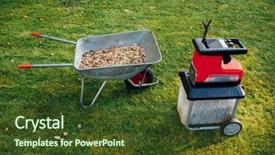  Presentation with mulch - Amazing presentation theme having garden chipper electric shredder mulcher backdrop and a tawny brown colored foreground