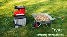  Presentation with shredder - Beautiful presentation theme featuring garden chipper electric shredder mulcher backdrop and a tawny brown colored foreground