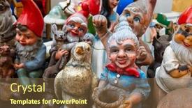  Presentation with decoration - Presentation theme having garden-dwarf-gnome-decoration-second background and a tawny brown colored foreground