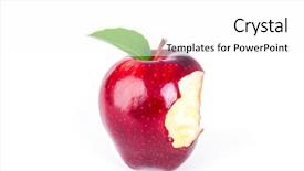  Presentation with eden - Amazing PPT theme having garden eden - red apple with green leaf backdrop and a white colored foreground