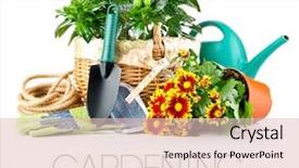  Presentation with orange green white - Cool new theme with garden equipment with flowers backdrop and a lemonade colored foreground