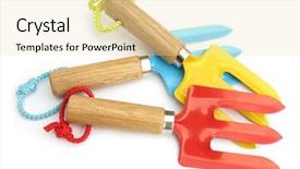  Presentation with red blue yellow - Presentation theme having garden forks red yellow blue background and a lemonade colored foreground