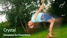  Presentation with rope - Presentation theme having garden free - young girl swinging back background and a  colored foreground