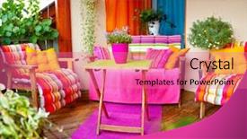  Presentation with dried herbs and dried flowers - Slide deck having garden furniture - wonderful comfortable balcony with lots background and a coral colored foreground