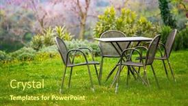  Presentation with green lawn - Slide set featuring garden-furniture-at-green-lawn background and a tawny brown colored foreground
