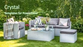  Presentation with garden - Slide deck consisting of garden furniture in beautiful summer background and a tawny brown colored foreground
