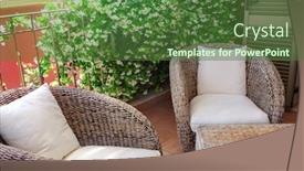  Presentation with home garden - Audience pleasing PPT layouts consisting of garden-furniture-on-terrace backdrop and a tawny brown colored foreground