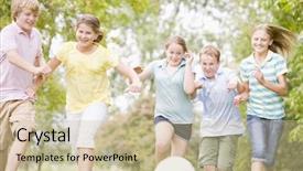  Presentation with five a side soccer - Amazing presentation theme having garden games - five young friends playing soccer backdrop and a soft green colored foreground