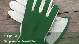  Presentation with garden - Cool new theme with garden gloves over wooden table backdrop and a  colored foreground